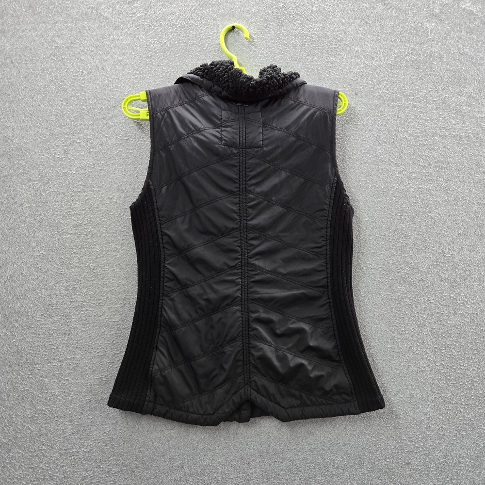 Prana Women Jacket S Black Vest Sherpa Lined Zipper Sleeveless Quilted